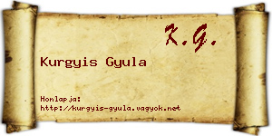 Kurgyis Gyula névjegykártya